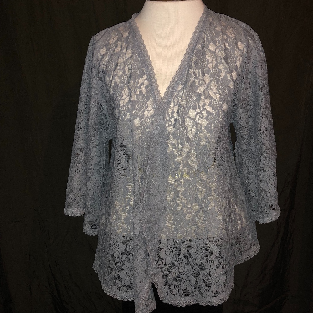 NWOT Gray Lace Top